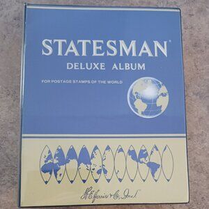 STATESMAN DELUXE STAMP ALBUM: 2,300+ stamps, circulated, hinged